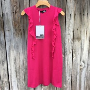 NWT Love Moschino Vestito Ruffle Knit Dress Pink 6